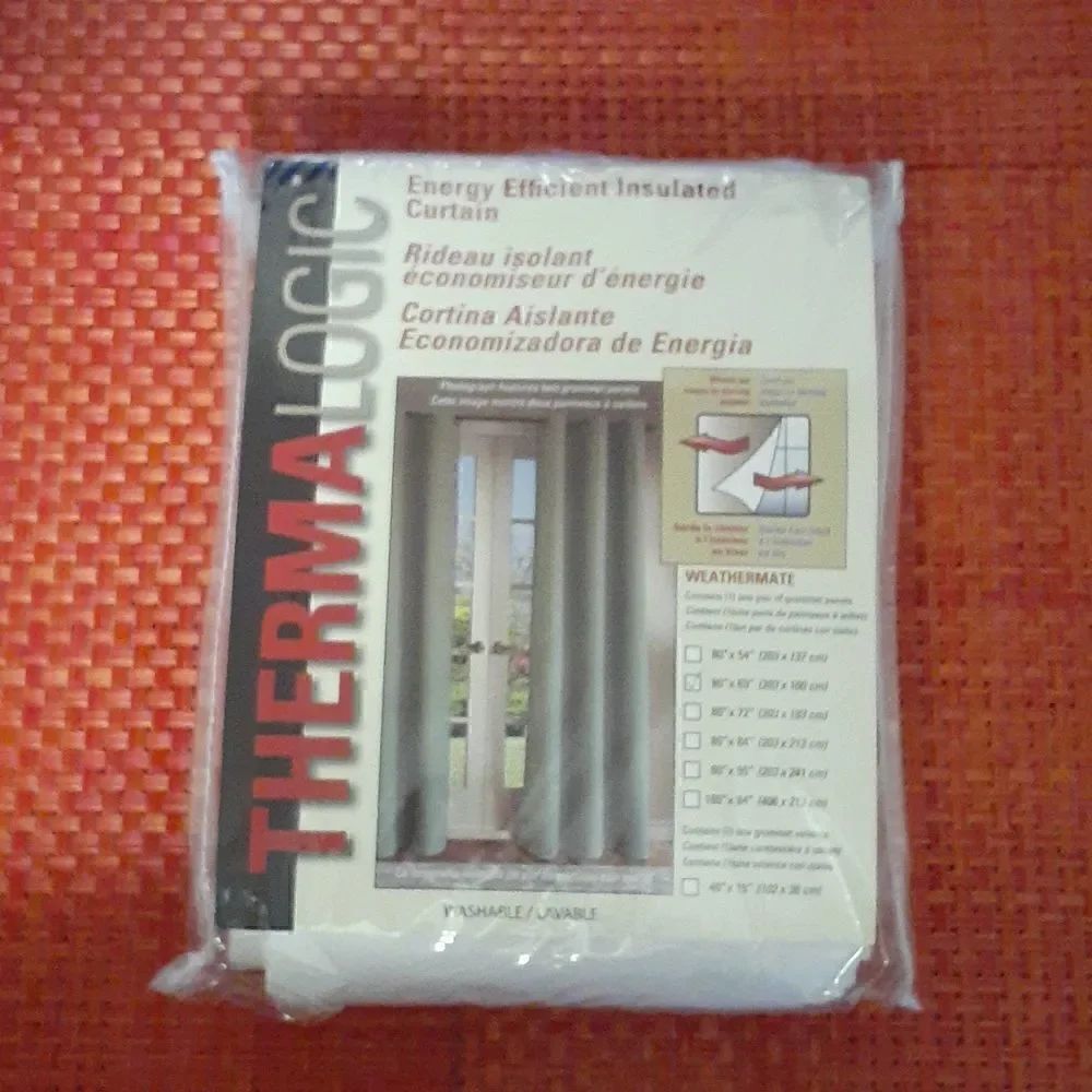 New One Pair White Thermalogic Curtains 80"L x63"W New In Package